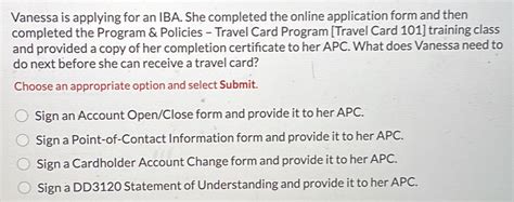 vanessa is applying for an iba|Vanessa is applying for an IBA. She completed the online .